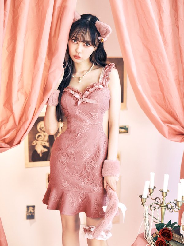 画像5: 【即日発送】【ハロウィン】【LARME/ラルム掲載】 キャットレースミニワンピ 【コスプレ5点セット】【XS-Mサイズ/3カラー】[OF04] (5)