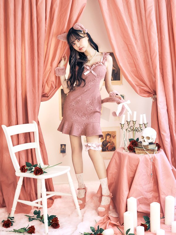 画像6: 【即日発送】【ハロウィン】【LARME/ラルム掲載】 キャットレースミニワンピ 【コスプレ5点セット】【XS-Mサイズ/3カラー】[OF04] (6)