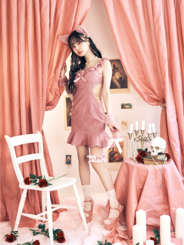 画像7: 【即日発送】【ハロウィン】【LARME/ラルム掲載】 キャットレースミニワンピ 【コスプレ5点セット】【XS-Mサイズ/3カラー】[OF04] (7)