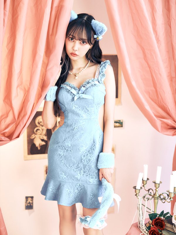 画像3: 【即日発送】【ハロウィン】【LARME/ラルム掲載】 キャットレースミニワンピ 【コスプレ5点セット】【XS-Mサイズ/3カラー】[OF04] (3)