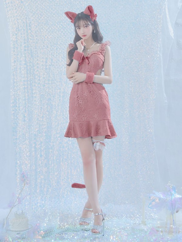 画像20: 【即日発送】【ハロウィン】 キャットレースミニワンピ 【コスプレ5点セット】【XS-Mサイズ/3カラー】[OF04] (20)