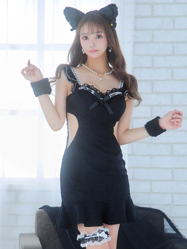 画像3: 【即日発送】【ハロウィン】 キャットレースミニワンピ 【コスプレ5点セット】【XS-Mサイズ/3カラー】[HC03] (3)