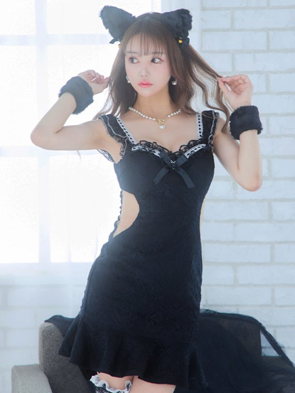 画像4: 【即日発送】【ハロウィン】 キャットレースミニワンピ 【コスプレ5点セット】【XS-Mサイズ/3カラー】[HC03] (4)