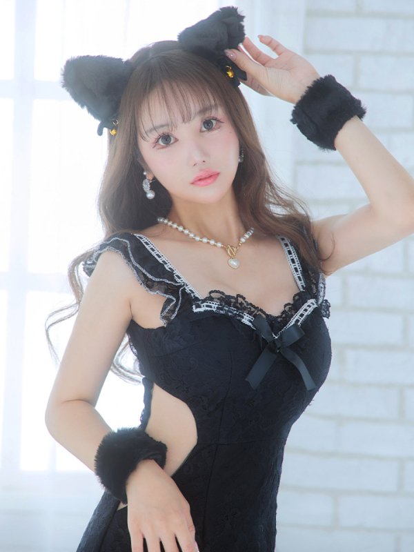 画像10: 【即日発送】【ハロウィン】 キャットレースミニワンピ 【コスプレ5点セット】【XS-Mサイズ/3カラー】[HC03] (10)