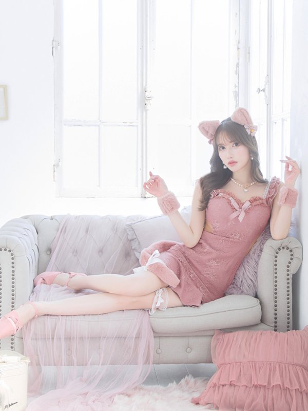 画像7: 【即日発送】【ハロウィン】 キャットレースミニワンピ 【コスプレ5点セット】【XS-Mサイズ/3カラー】[HC03] (7)