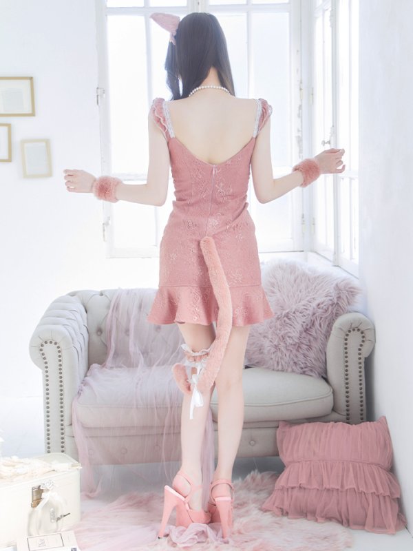 画像15: 【即日発送】【ハロウィン】 キャットレースミニワンピ 【コスプレ5点セット】【XS-Mサイズ/3カラー】[HC03] (15)