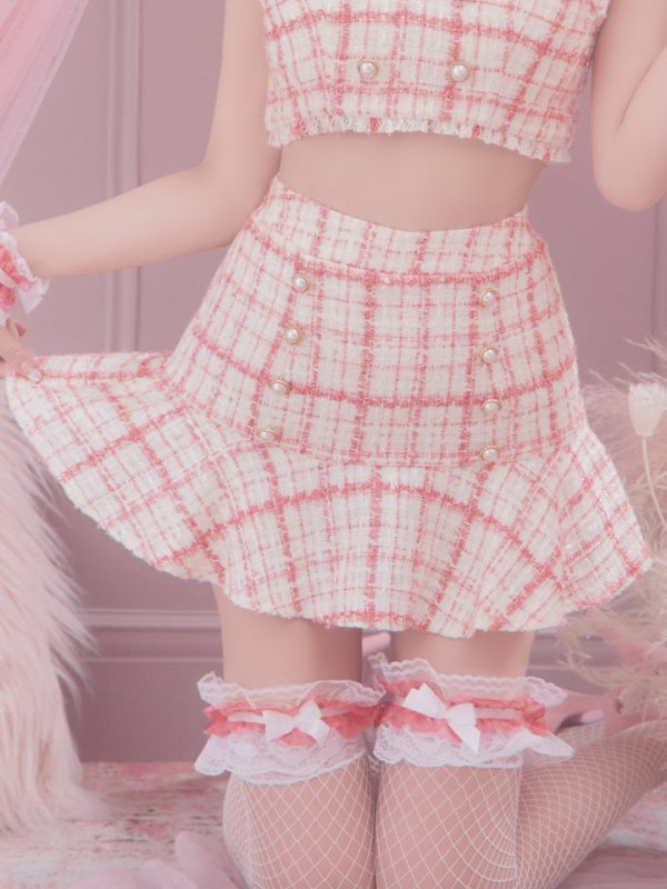 画像28: 【SALE!!】【即日発送】【ハロウィン】ツイードバニーリボンセットアップ（スカート）【コスプレ6点セット】【XS-Mサイズ/2カラー】[OF04] (28)