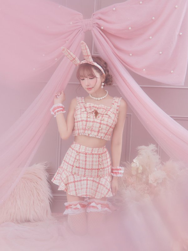 画像30: 【SALE!!】【即日発送】【ハロウィン】ツイードバニーリボンセットアップ（スカート）【コスプレ6点セット】【XS-Mサイズ/2カラー】[OF04] (30)