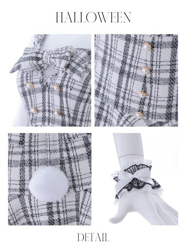 画像26: 【SALE!!】【即日発送】【ハロウィン】ツイードバニーセットアップ（パンツ&スカートタイプ）【コスプレ6点セット】 【XS-Mサイズ/2カラー】[OF04] (26)