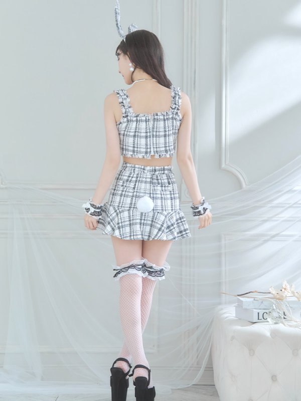 画像15: 【SALE!!】【即日発送】【ハロウィン】ツイードバニーリボンセットアップ（スカート）【コスプレ6点セット】【XS-Mサイズ/2カラー】[OF04] (15)