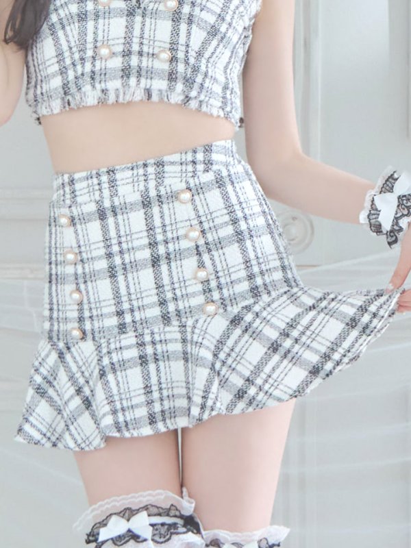 画像17: 【SALE!!】【即日発送】【ハロウィン】ツイードバニーリボンセットアップ（スカート）【コスプレ6点セット】【XS-Mサイズ/2カラー】[OF04] (17)