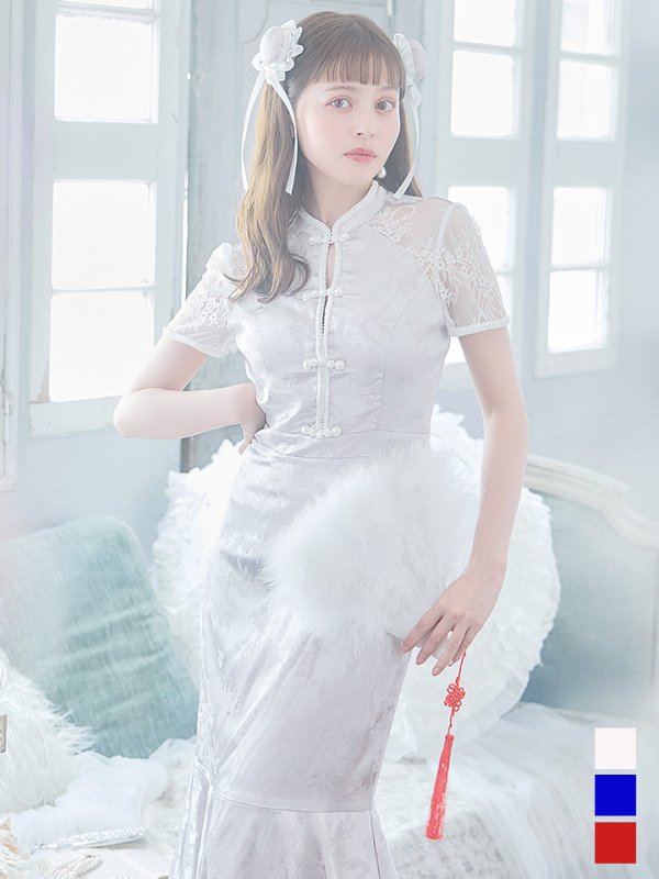 画像2: 【SALE!!】【即日発送】【ハロウィン】 マーメイドレースチャイナ 【コスプレ2点セット】【S-Lサイズ/3カラー】(SE01YN-W)[OF01] (2)