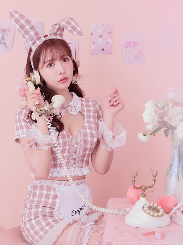 画像23: 【即日発送】【ハロウィン】 ツイードバニーメイドセットアップ 【コスプレ6点セット】【S-Mサイズ/3カラー】[YMT] (23)
