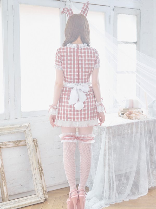 画像14: 【SALE!!】【即日発送】【ハロウィン】 ツイードバニーメイドセットアップ 【コスプレ6点セット】【S-Mサイズ/3カラー】[OF01] (14)