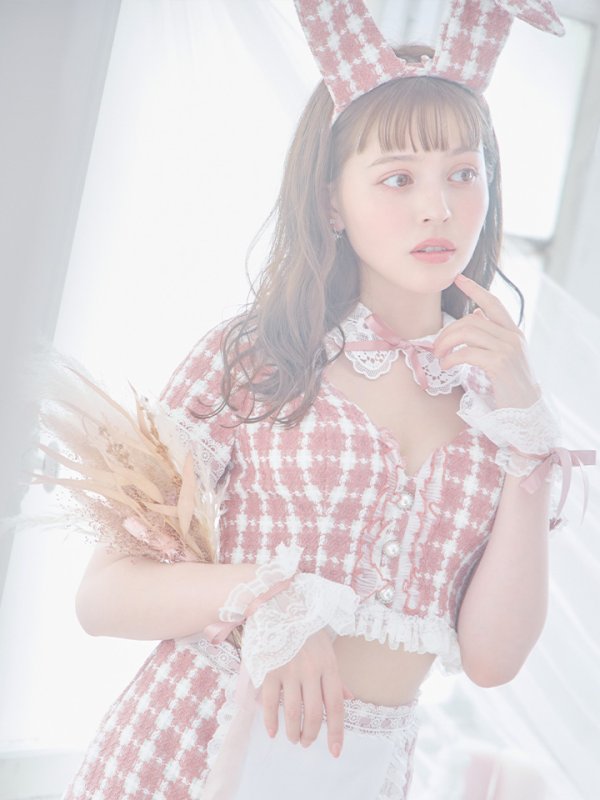 画像6: 【SALE!!】【即日発送】【ハロウィン】 ツイードバニーメイドセットアップ 【コスプレ6点セット】【S-Mサイズ/3カラー】[OF01] (6)