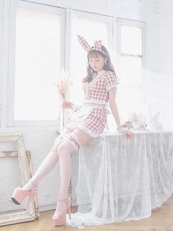 画像7: 【SALE!!】【即日発送】【ハロウィン】 ツイードバニーメイドセットアップ 【コスプレ6点セット】【S-Mサイズ/3カラー】[OF01] (7)