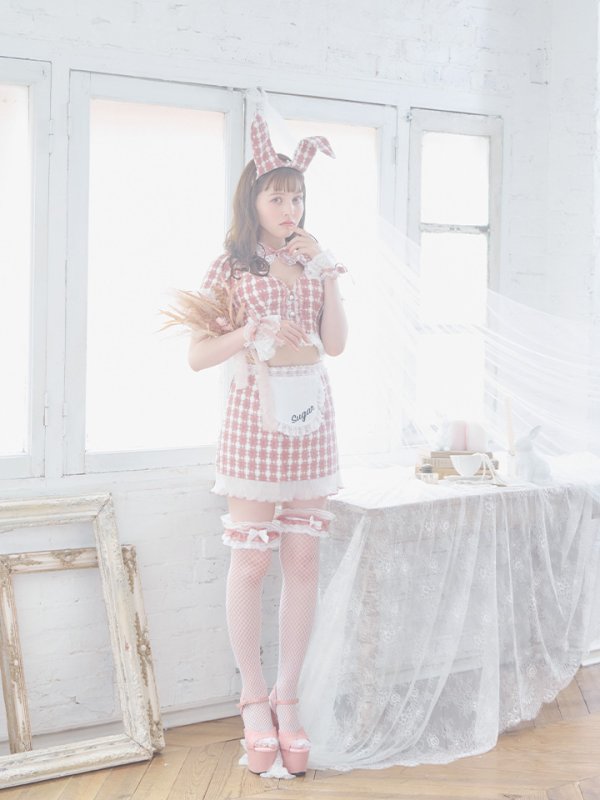 画像13: 【SALE!!】【即日発送】【ハロウィン】 ツイードバニーメイドセットアップ 【コスプレ6点セット】【S-Mサイズ/3カラー】[OF01] (13)