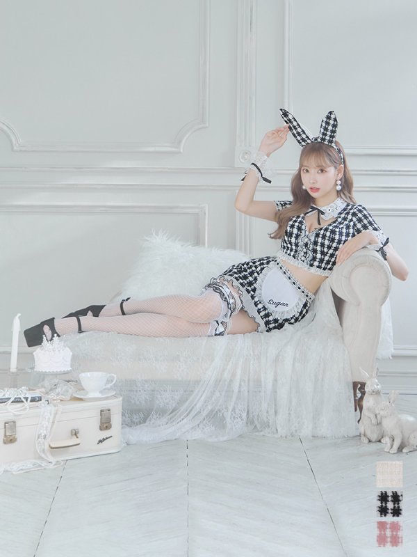 画像3: 【即日発送】【ハロウィン】 ツイードバニーメイドセットアップ 【コスプレ6点セット】【S-Mサイズ/3カラー】[YMT] (3)