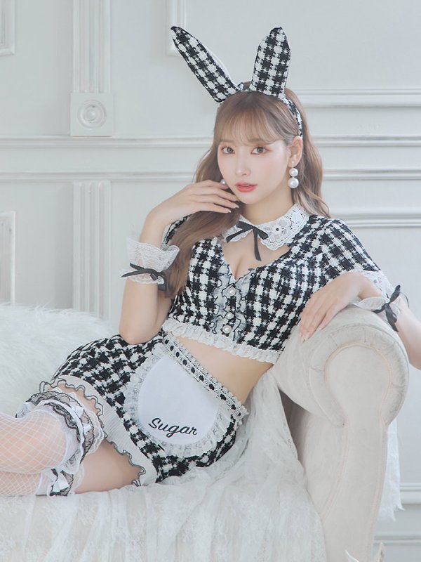 画像7: 【即日発送】【ハロウィン】 ツイードバニーメイドセットアップ 【コスプレ6点セット】【S-Mサイズ/3カラー】[YMT] (7)