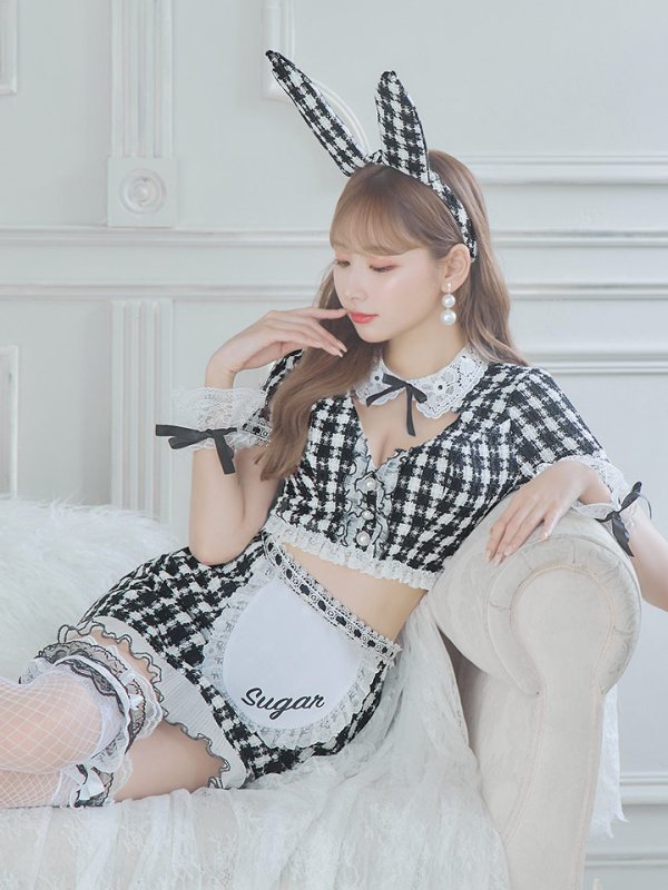 画像8: 【即日発送】【ハロウィン】 ツイードバニーメイドセットアップ 【コスプレ6点セット】【S-Mサイズ/3カラー】[YMT] (8)