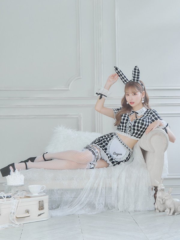 画像12: 【即日発送】【ハロウィン】 ツイードバニーメイドセットアップ 【コスプレ6点セット】【S-Mサイズ/3カラー】[YMT] (12)