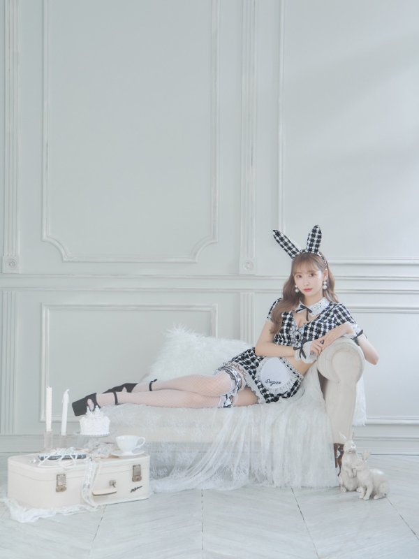 画像13: 【即日発送】【ハロウィン】 ツイードバニーメイドセットアップ 【コスプレ6点セット】【S-Mサイズ/3カラー】[YMT] (13)