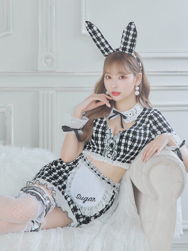 画像14: 【即日発送】【ハロウィン】 ツイードバニーメイドセットアップ 【コスプレ6点セット】【S-Mサイズ/3カラー】[YMT] (14)