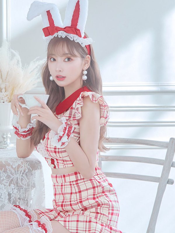 画像12: 【値下げ！】【即日発送】【ハロウィン】 チェックバニーセットアップ  【コスプレ6点セット】【XS-Lサイズ/2カラー】[HC03] (12)