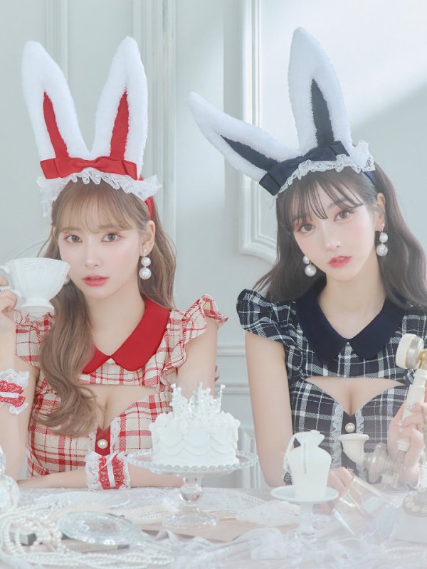 画像16: 【値下げ！】【即日発送】【ハロウィン】 チェックバニーセットアップ  【コスプレ6点セット】【XS-Lサイズ/2カラー】[OF04] (16)