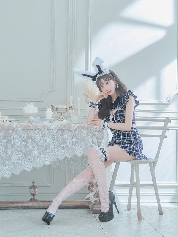 画像16: 【値下げ！】【即日発送】【ハロウィン】 チェックバニーセットアップ  【コスプレ6点セット】【XS-Lサイズ/2カラー】[OF04] (16)