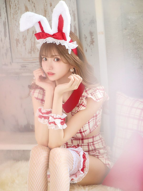 画像11: 【値下げ！】【即日発送】【ハロウィン】 チェックバニーセットアップ  【コスプレ6点セット】【XS-Lサイズ/2カラー】[OF04] (11)