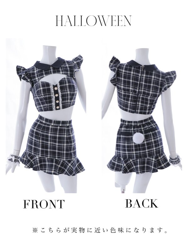 画像32: 【値下げ！】【即日発送】【ハロウィン】 チェックバニーセットアップ  【コスプレ6点セット】【XS-Lサイズ/2カラー】[OF04] (32)