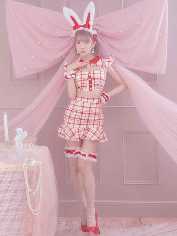 画像5: 【値下げ！】【即日発送】【ハロウィン】 チェックバニーセットアップ  【コスプレ6点セット】【XS-Lサイズ/2カラー】[OF04] (5)