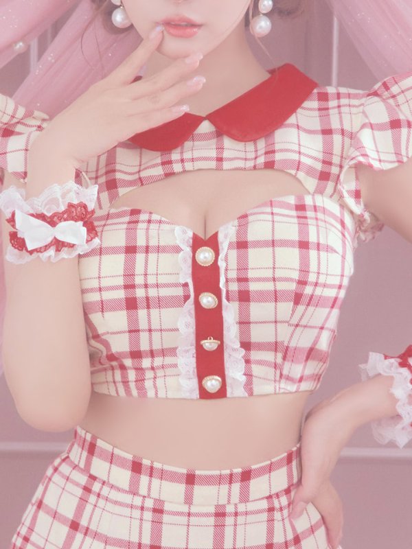 画像7: 【値下げ！】【即日発送】【ハロウィン】 チェックバニーセットアップ  【コスプレ6点セット】【XS-Lサイズ/2カラー】[OF04] (7)