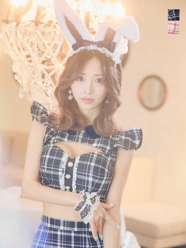 画像20: 【値下げ！】【即日発送】【ハロウィン】 チェックバニーセットアップ  【コスプレ6点セット】【XS-Lサイズ/2カラー】[OF04] (20)