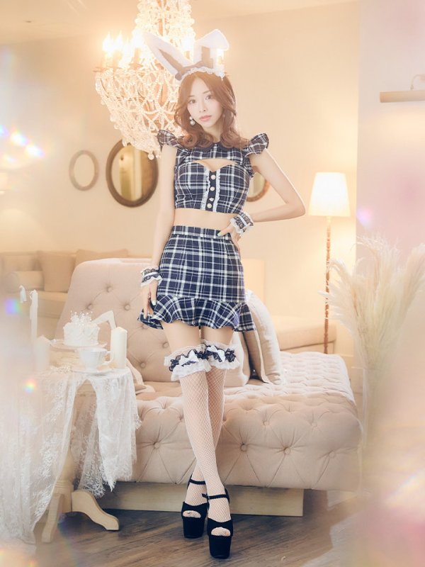 画像11: 【値下げ！】【即日発送】【ハロウィン】 チェックバニーセットアップ  【コスプレ6点セット】【XS-Lサイズ/2カラー】[OF04] (11)