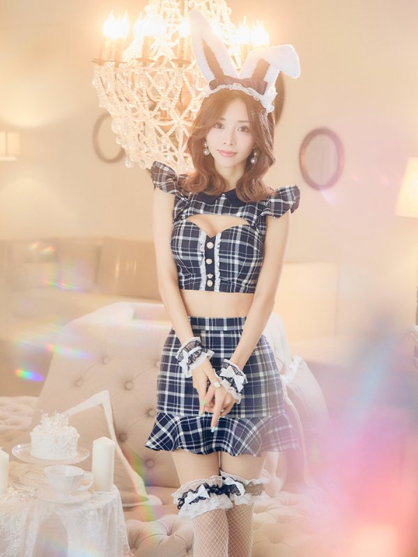 画像12: 【値下げ！】【即日発送】【ハロウィン】 チェックバニーセットアップ  【コスプレ6点セット】【XS-Lサイズ/2カラー】[OF04] (12)