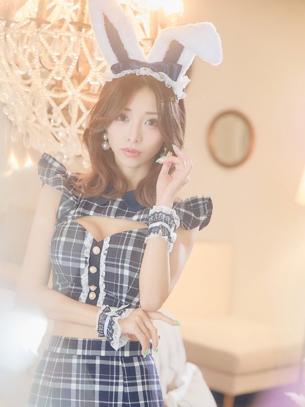 画像13: 【値下げ！】【即日発送】【ハロウィン】 チェックバニーセットアップ  【コスプレ6点セット】【XS-Lサイズ/2カラー】[OF04] (13)