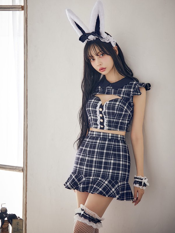 画像14: 【値下げ！】【即日発送】【ハロウィン】 チェックバニーセットアップ  【コスプレ6点セット】【XS-Lサイズ/2カラー】[HC03] (14)