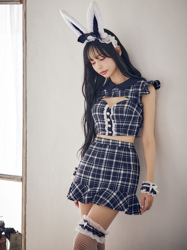 画像15: 【値下げ！】【即日発送】【ハロウィン】 チェックバニーセットアップ  【コスプレ6点セット】【XS-Lサイズ/2カラー】[HC03] (15)