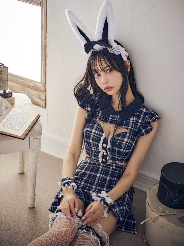 画像7: 【値下げ！】【即日発送】【ハロウィン】 チェックバニーセットアップ  【コスプレ6点セット】【XS-Lサイズ/2カラー】[HC03] (7)