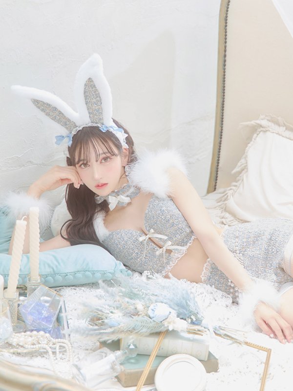 画像13: 【SALE!!】【即日発送】【ハロウィン】 ファーツイードバニーセットアップ 【コスプレ8点セット】【XS-Mサイズ/3カラー】[OF04] (13)