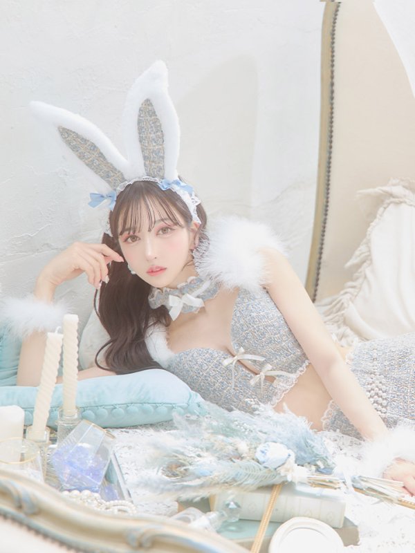 画像11: 【SALE!!】【即日発送】【ハロウィン】 ファーツイードバニーセットアップ 【コスプレ8点セット】【XS-Mサイズ/3カラー】[OF04] (11)