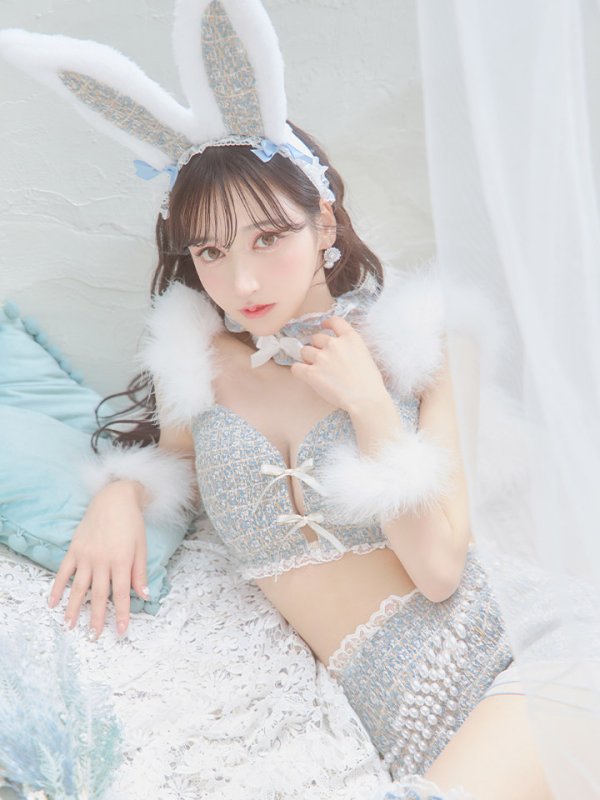 画像9: 【SALE!!】【即日発送】【ハロウィン】 ファーツイードバニーセットアップ 【コスプレ8点セット】【XS-Mサイズ/3カラー】[OF04] (9)