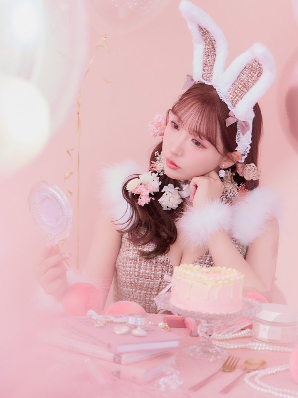 画像7: 【SALE!!】【即日発送】【ハロウィン】 ファーツイードバニーセットアップ 【コスプレ8点セット】【XS-Mサイズ/3カラー】[OF04] (7)