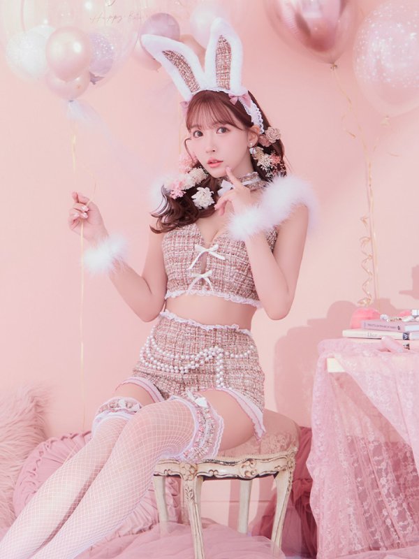 画像10: 【SALE!!】【即日発送】【ハロウィン】 ファーツイードバニーセットアップ 【コスプレ8点セット】【XS-Mサイズ/3カラー】[OF04] (10)