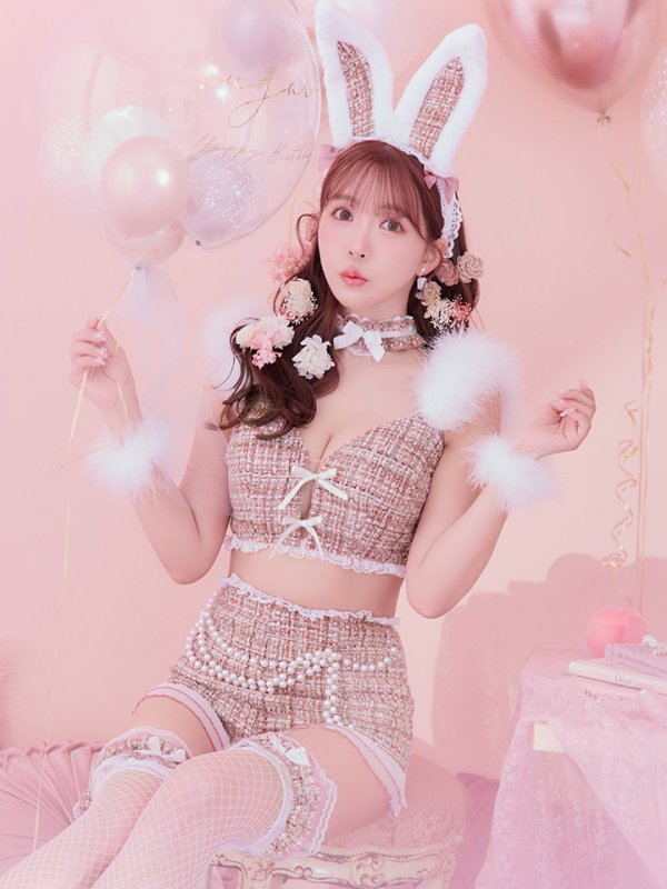 画像11: 【SALE!!】【即日発送】【ハロウィン】 ファーツイードバニーセットアップ 【コスプレ8点セット】【XS-Mサイズ/3カラー】[OF04] (11)