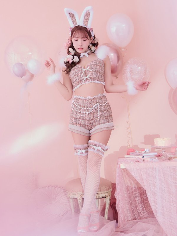 画像13: 【SALE!!】【即日発送】【ハロウィン】 ファーツイードバニーセットアップ 【コスプレ8点セット】【XS-Mサイズ/3カラー】[OF04] (13)