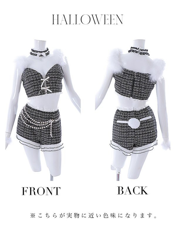画像12: 【SALE!!】【即日発送】【ハロウィン】 ファーツイードバニーセットアップ 【コスプレ8点セット】【XS-Mサイズ/3カラー】[OF04] (12)
