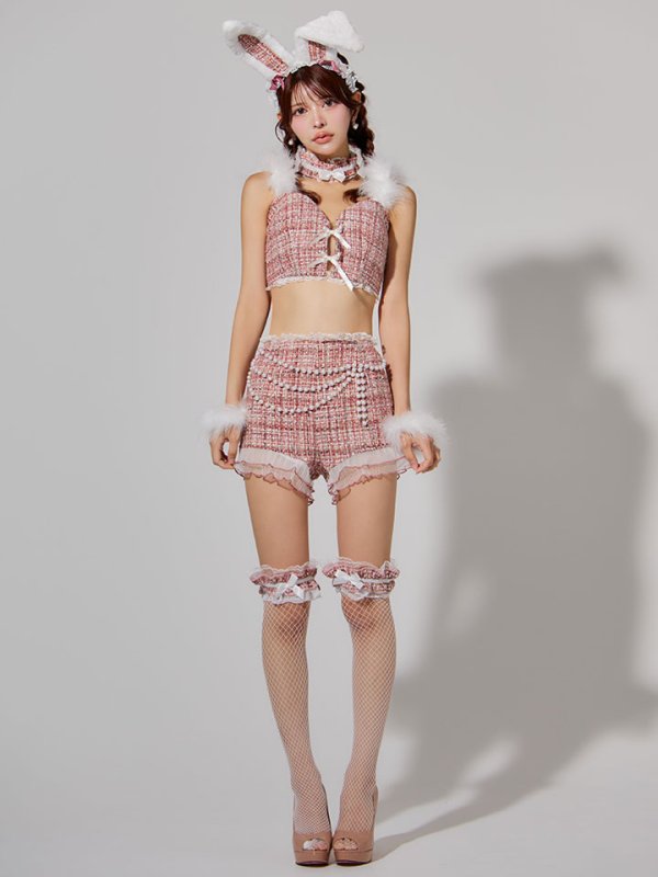 画像8: 【SALE!!】【即日発送】【ハロウィン】 ファーツイードバニーセットアップ 【コスプレ8点セット】【XS-Mサイズ/3カラー】[HC03] (8)
